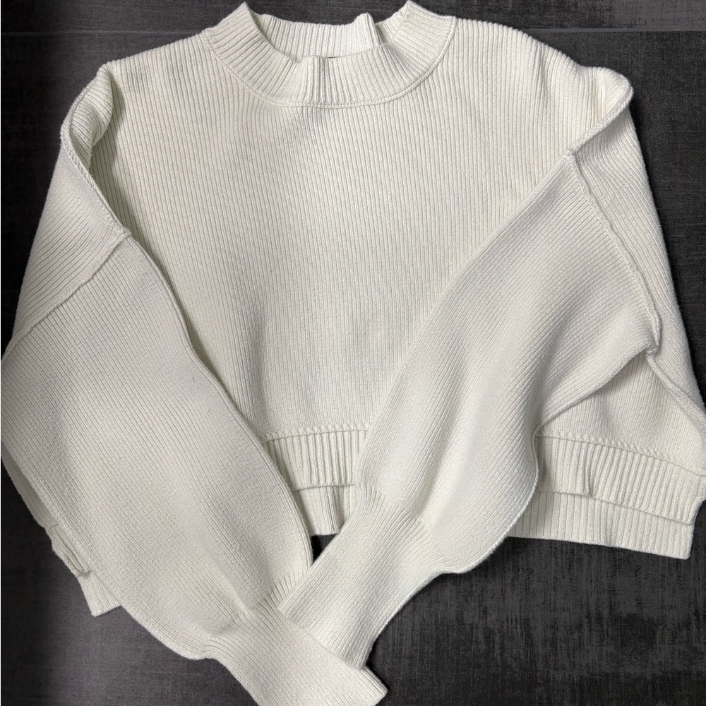 Free People Cream Crew Neck Sweater